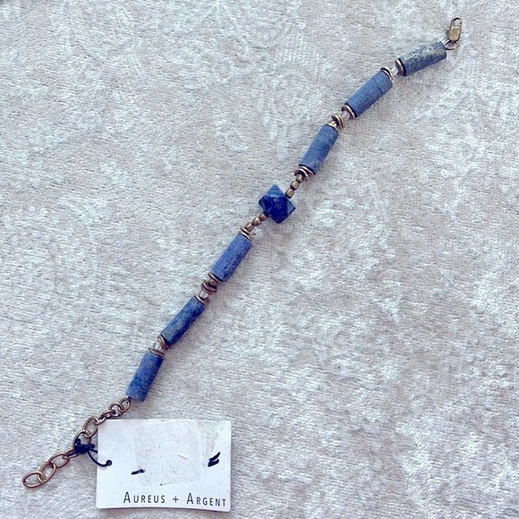 Brand New Aureus + Argent Necklace & Bracelet Set Alexandria Narrow Pendant Blue - Picture 5 of 14